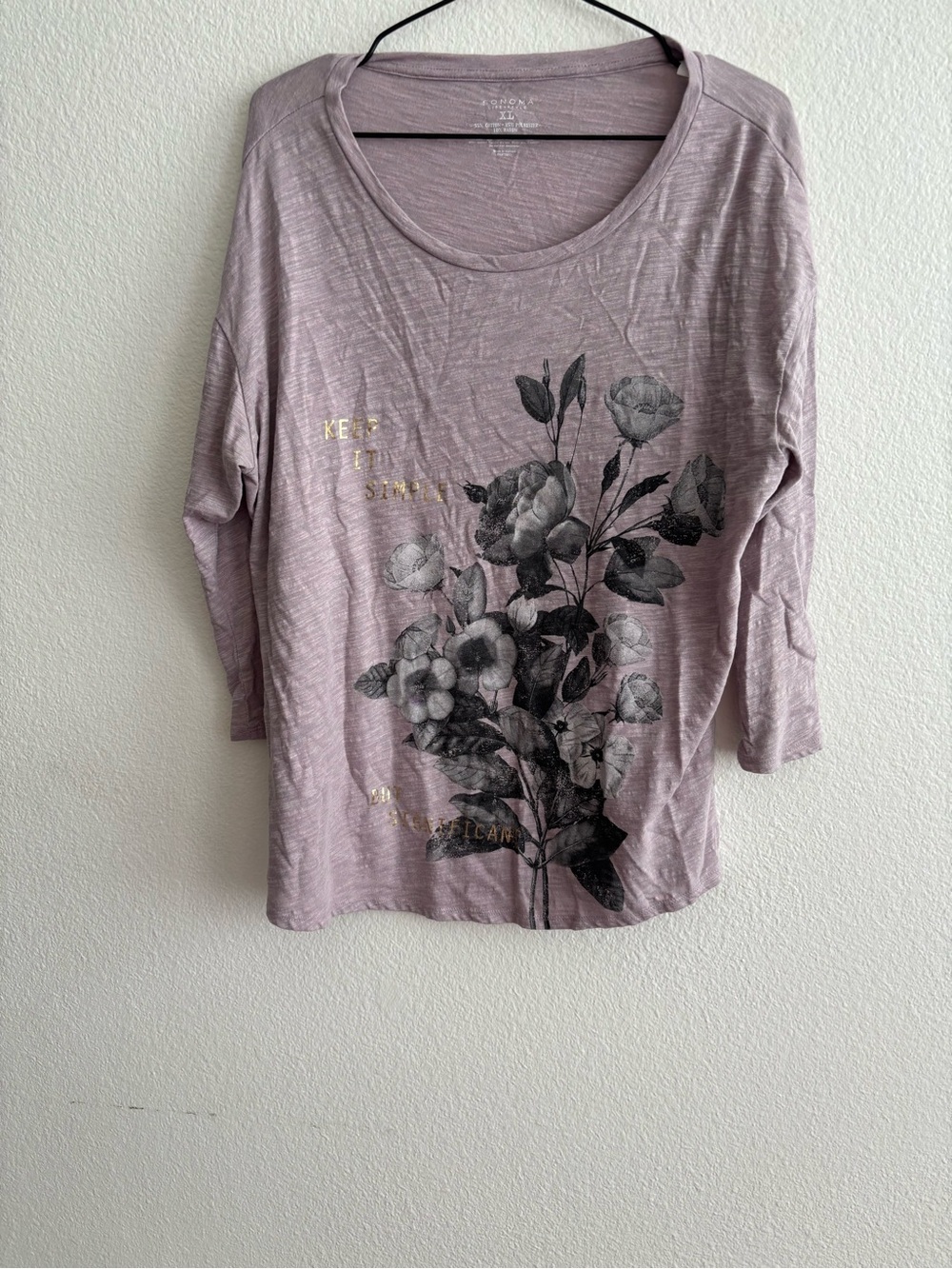 Women's Lavender Floral Long Sleeve Tee - Brand Unspecified
